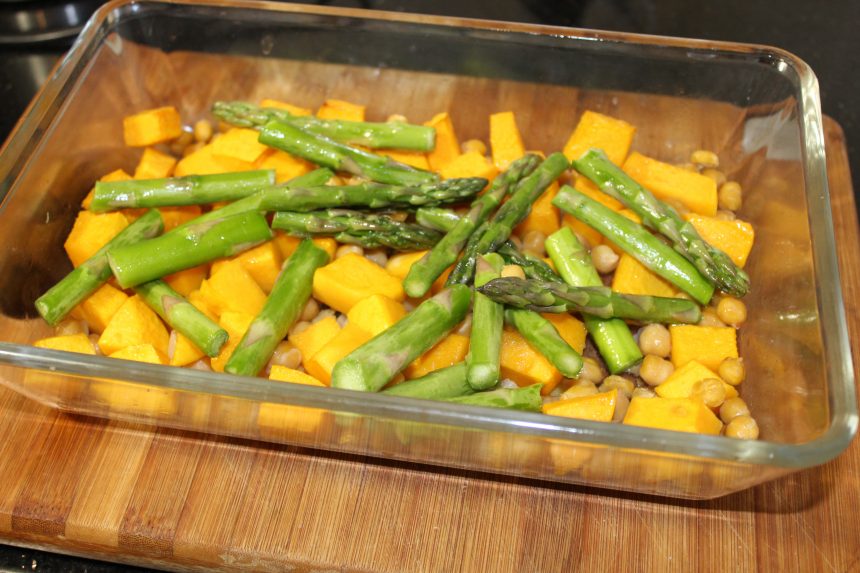 🟠 ✅  Baked Butternut Pumpkin,  Asparagus And Chickpeas
