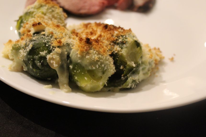 BRUSSELS AND CELERY GRATIN